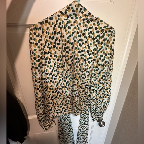 SHEIN Small Yellow/Green/Black Polka Dotted Blouse - Picture 2 of 5